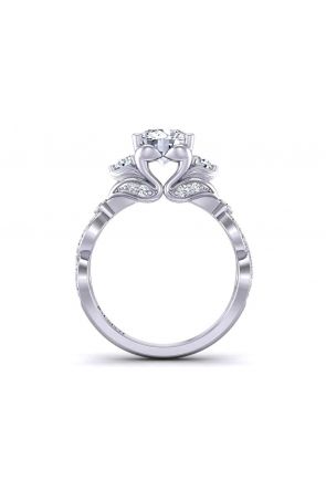 Infinity Twisted shank bezel 3-stone Victorian style 4.5mm engagement ring 1307N 