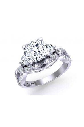 Twisted shank infinity vintage style 3-stone 5.3mm engagement ring 1307X 