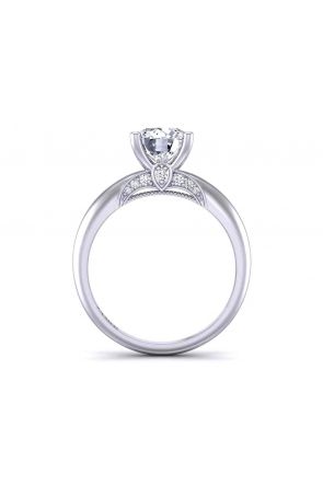Solitaire Diamond accented 4-prong solitaire unique  2mm engagement ring 1470SOL-A 