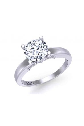  Diamond accented 4-prong solitaire unique  2.5mm engagement ring 1470SOL-B 