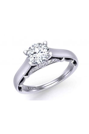  Detailed 4-prong solitaire contemporary cathedral 2.8mm engagement ring 1470SOL-C 