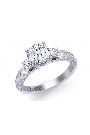  Channel set petite band round 3-stone 2.1mm artistic ring 1509-3D 