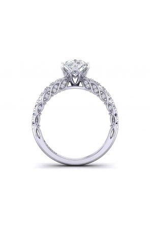 Nature-Inspired Pear -cut custom designed Split U-cut Pavé diamond Pavé 2.9mm engagement ring 1509S-L 