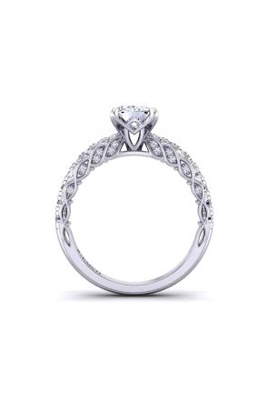 Nature-Inspired Emerald-cut Split U-cut Pavé side diamond solitaire   2.9mm ring 1509S-N 