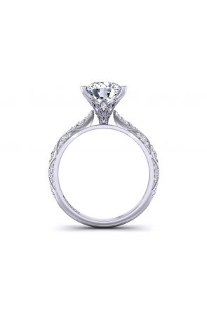 Edwardian Edwardian inspired solitaire vine pattern unique 4-prong 2.6mm engagement ring 1510P-A 