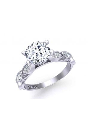  Art Deco marquise diamond  Majestic round 3-stone 3.1mm engagement ring 1510P-DP 