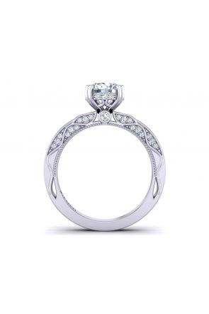 Nature-Inspired Minimalist unique diamond prong vintage style solitaire 3.4mm engagement ring 1510SOL-C 