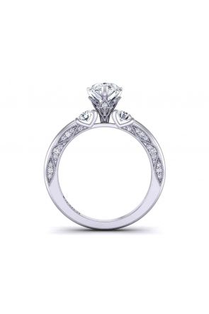 Three-Stone Pear-cut solitaire unique vintage inspired 2.8mm engagement ring 1510T-H 