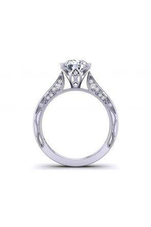 Edwardian Antique Style flower inspired floral prong solitaire 3.2mm setting 1529SOL-E 