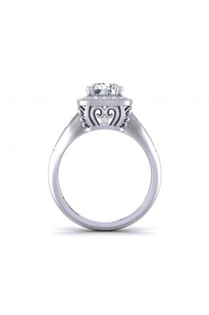 Victorian Custom vintage style halo diamond ring HEIR-1129-B 