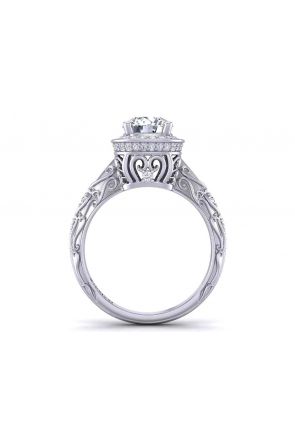 Victorian Vintage style rollover halo engagement ring HEIR-1129-C 