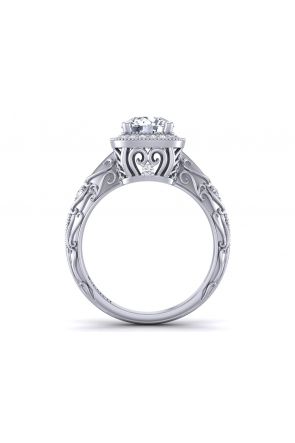 Unique milgrain cushion-shaped halo engagement ring HEIR-1129-D 