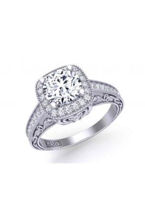  pavé channel edwardian style diamond engagement ring setting HEIR-1129-F 
