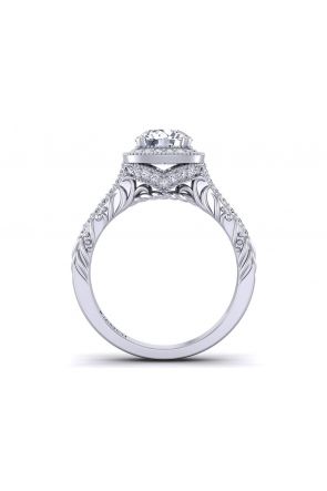  Antique filigree victorian style halo round diamond engagement ring HEIR-1345-HC 