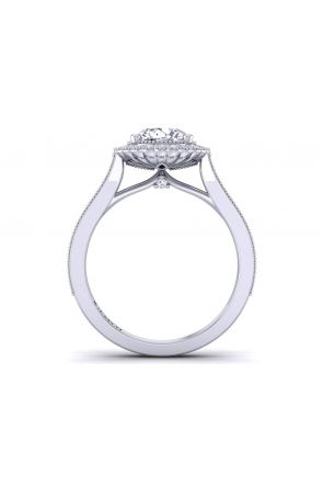 Victorian Milgrain pavé flower inspired halo diamond engagement ring HEIR-1539-HA 