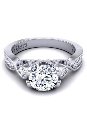 Nature-Inspired Custom designed marquise accent 3 stone diamond ring PP-1460-C 
