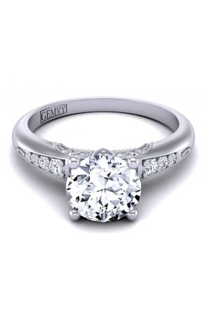 Pavé Petite modern design diamond engagement anniversary ring PR-1470-E 