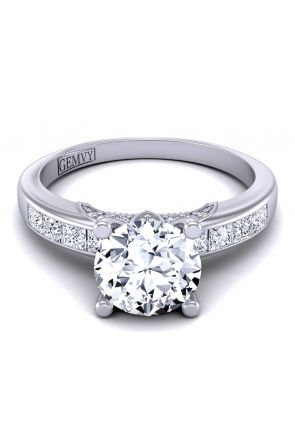 Simple Minimalist Princess channel set diamond engagement ring PR-1470-J 
