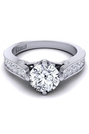  Modern vintage style pavé set diamond engagement ring SW-1437-F 