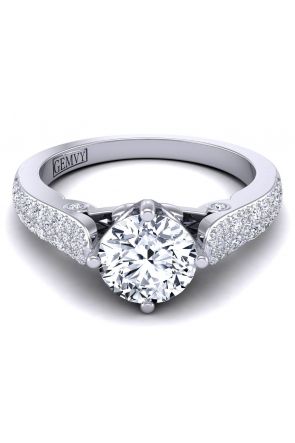 Modern Micro pavé Art nouveau designer diamond engagement anniversary ring SW-1437-G 