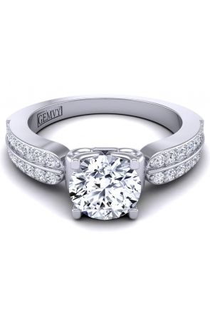  Double row pavé custom diamond engagement ring. SW-1440-G 