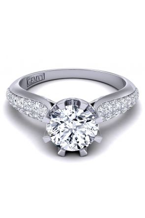  Custom micro pavé swan inspired round diamond ring SW-1450-M 
