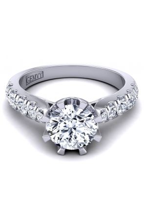  Tapered U cut petite pavé crown diamond engagement ring SW-1450-N 
