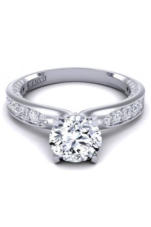 Pavé Swan inspired modern Art Nouveau unique diamond engagement ring SWAN-1176-A 