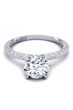 Simple Minimalist Petite Modern surface pavé custom diamond engagement ring SWAN-1176-B 