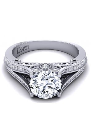 Pavé Designer cathedral style pavé diamond engagement ring SWAN-1178-A 