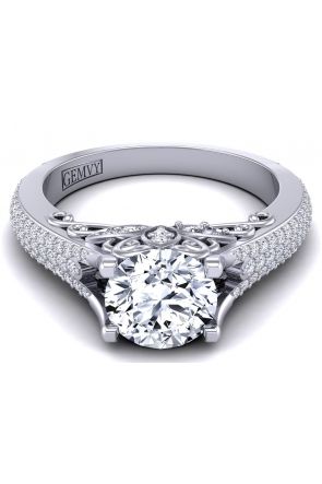 Pavé Micro pavé cathedral style diamond engagement ring SWAN-1178-B 