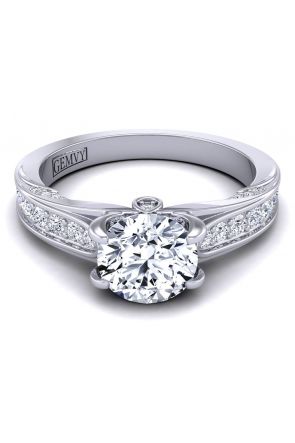 Modern Swan inspired unique pavé set diamond engagement ring SWAN-1436-B 