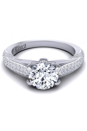 Modern Micro pavé custom platinum diamond engagement ring  SWAN-1436-C 