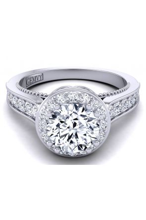 Floral Halo Milgrain floral halo custom diamond engagement ring WIST-1517-A 