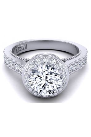  High profile cathedral vintage style halo engagement ring WIST-1517-D 