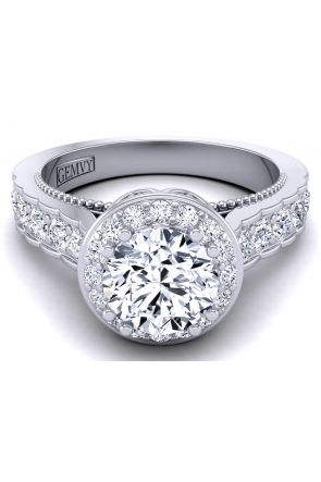 Halo Vintage style floral halo engagement ring WIST-1517-G 