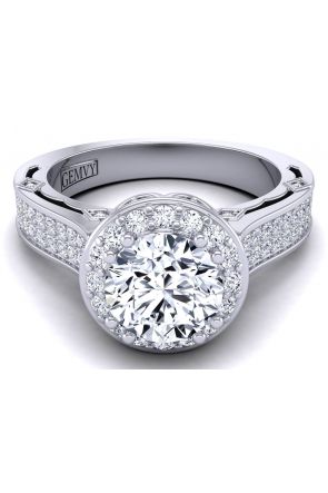 Halo Bold micro pavé vintage style designer engagement ring WIST-1517-M 