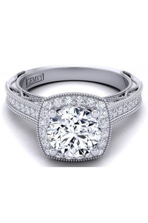 Halo White gold channel pavé semi-mount halo engagement setting WIST-1529-HG 