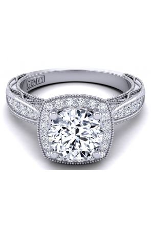 Halo Half-band tapered designer diamond engagement ring setting WIST-1529-HH 