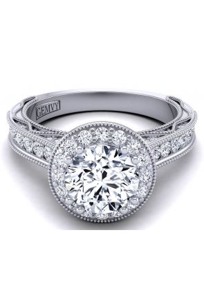 Halo Luxury bold vintage style channel set diamond ring WIST-1529-HL 