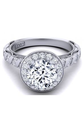Halo Floral vintage style pavé halo engagement ring WIST-1529-HM 