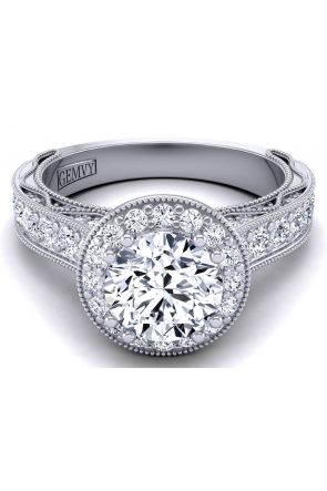 Halo 3.3mm pavé set diamond round halo diamond engagement ring setting WIST-1529-HN 