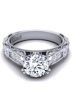  Bezel set unique band vintage style diamond engagement ring WIST-1529-SK 