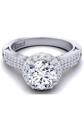 Art Deco Pave Engagement Ring WIST-1538-L -White gold color White gold
