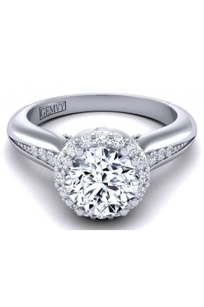 Vintage Style Flower inspired designer diamond halo ring WIST-1538-P 