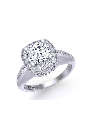  Custom vintage style halo diamond ring HEIR-1129-B 