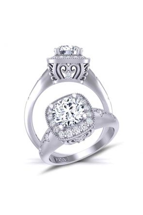 Victorian Custom vintage style halo diamond ring HEIR-1129-B 