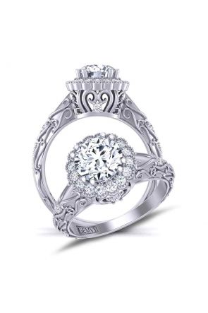 Victorian Heirloom victorian style floral engagement setting HEIR-1129-G 