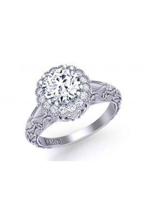  Heirloom victorian style floral engagement setting HEIR-1129-G 