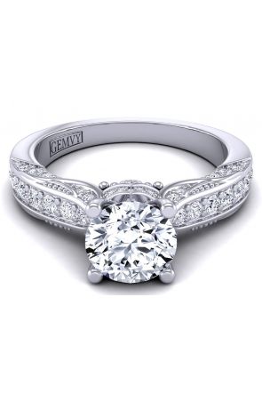  Filigree vintage style cathedral  engagement ring HEIR-1140S-GS 